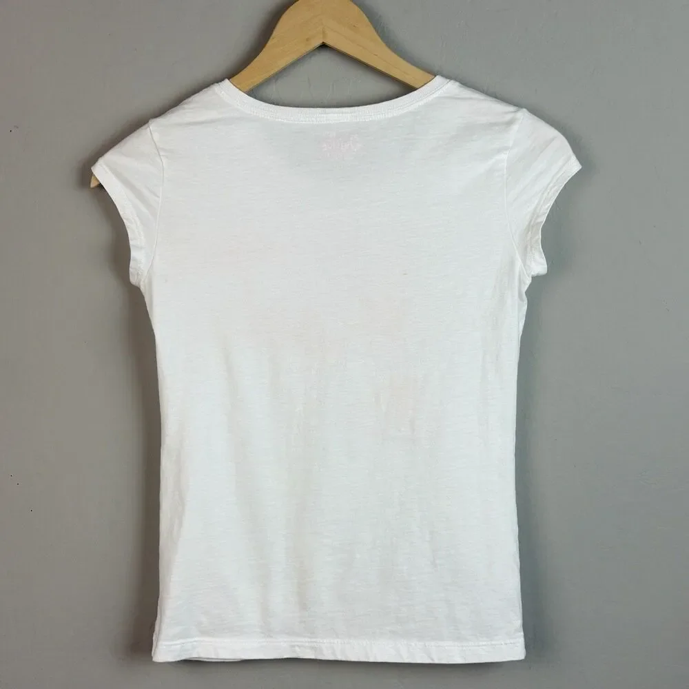 Vintage Y2K Justice Top Girls S 12 White My Mom Rocks Graphic Tee Guitar Stars